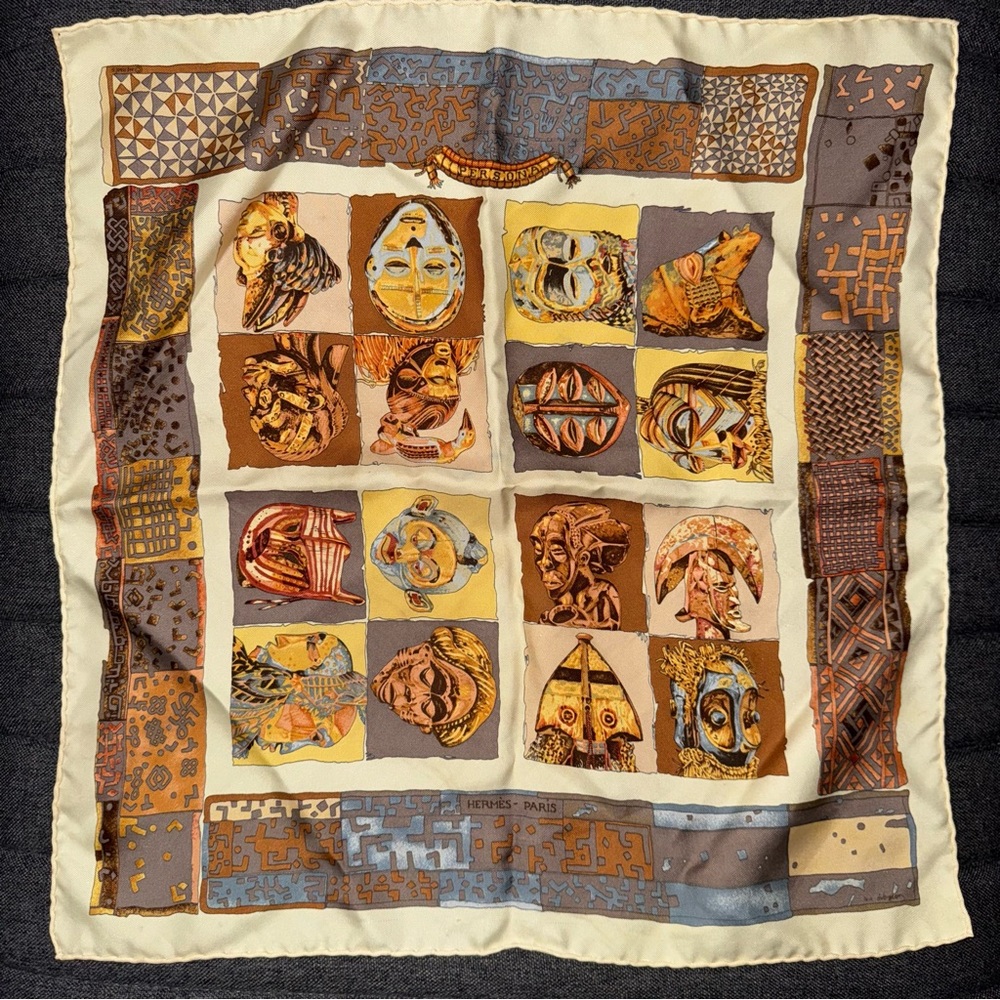 Hermès Paris “Personna” Silk Scarf by Loic Dubigeon!